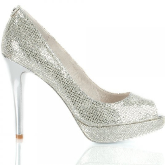 Michael Kors Glitter Platform Heels, Silver - Size 7 - Picture 6 of 6